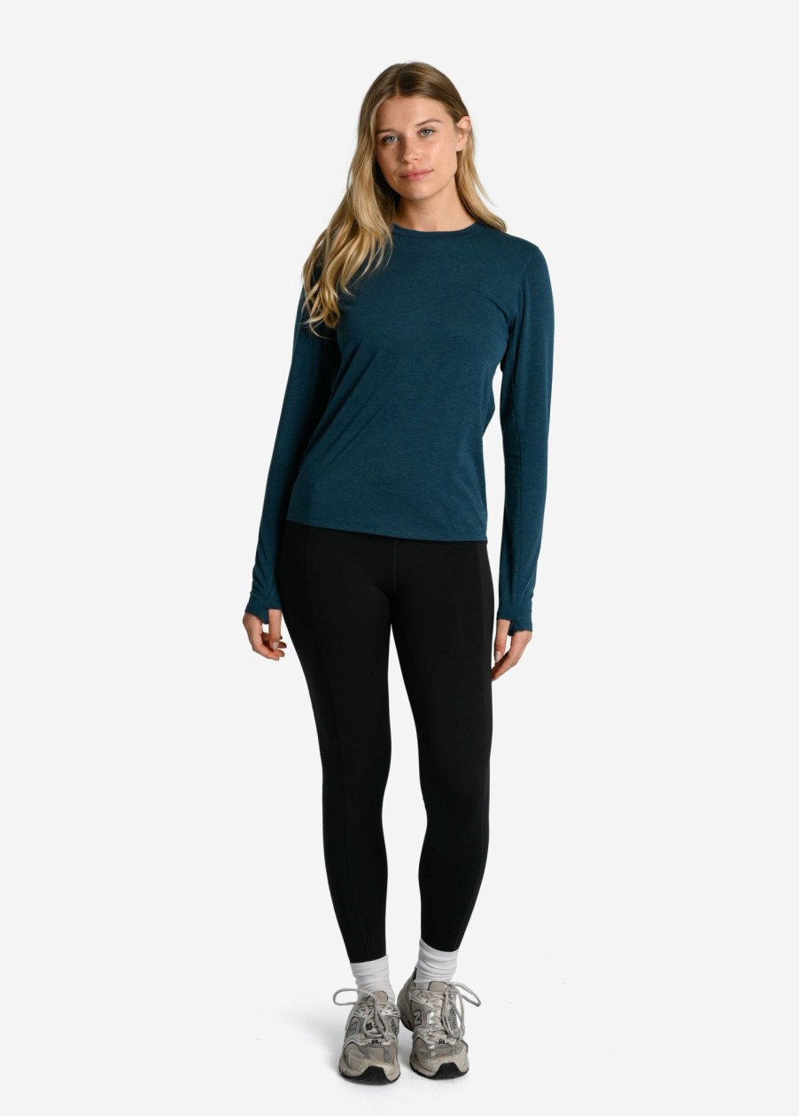 WOMEN Lole Tees & Tanks | Performance Wool Moisture- Wicking Long Sleeve - Fjord Blue