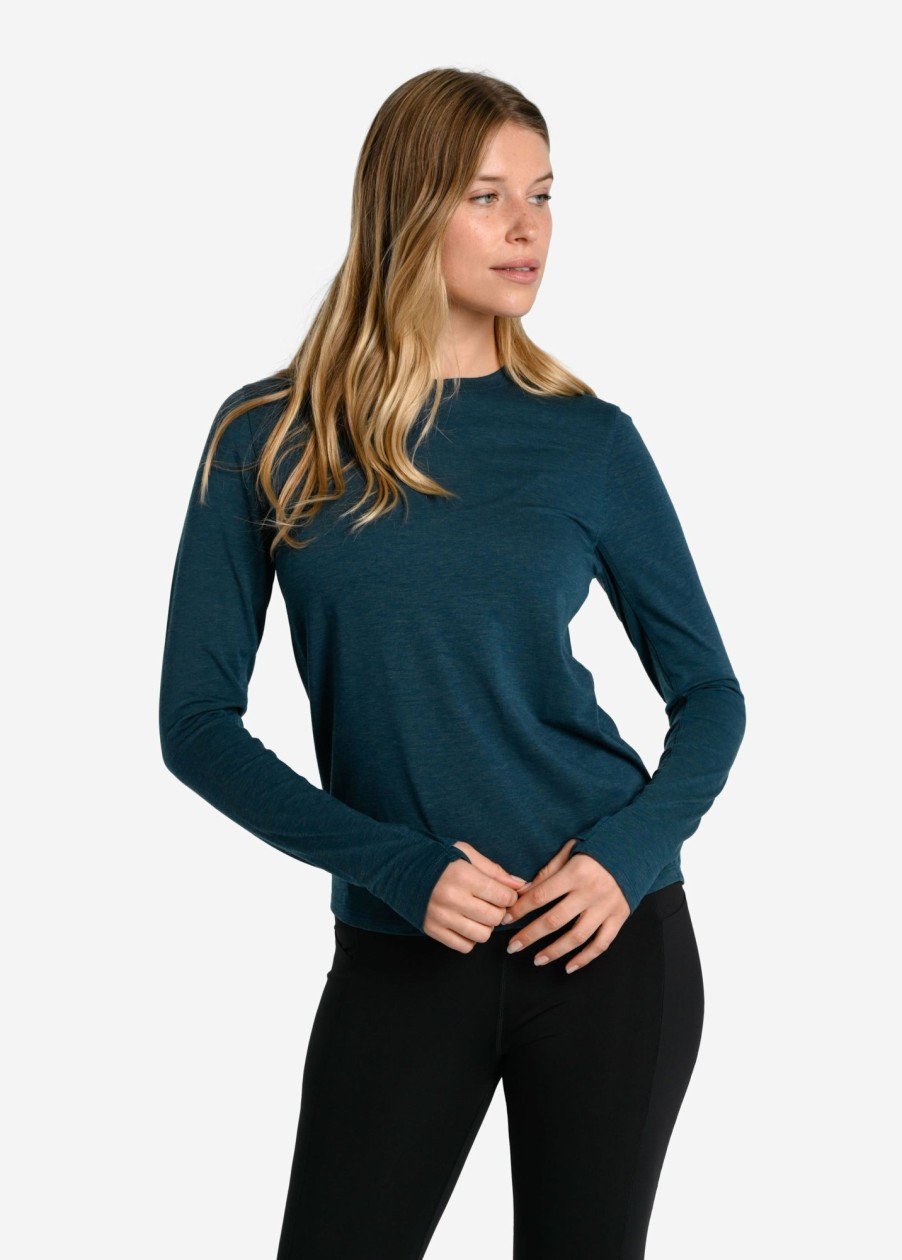 WOMEN Lole Tees & Tanks | Performance Wool Moisture- Wicking Long Sleeve - Fjord Blue