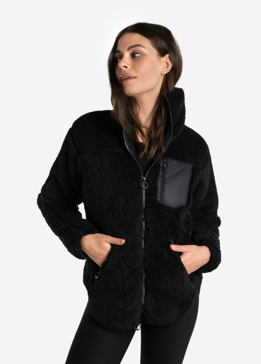 WOMEN Lole Loungewear | Yana Full Zip Fleece Cardigan - Black