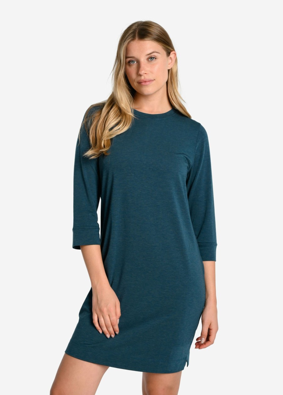 WOMEN Lole Dresses & Jumpsuits | Performance Wool 3/4 Sleeve Dress - Fjord Blue