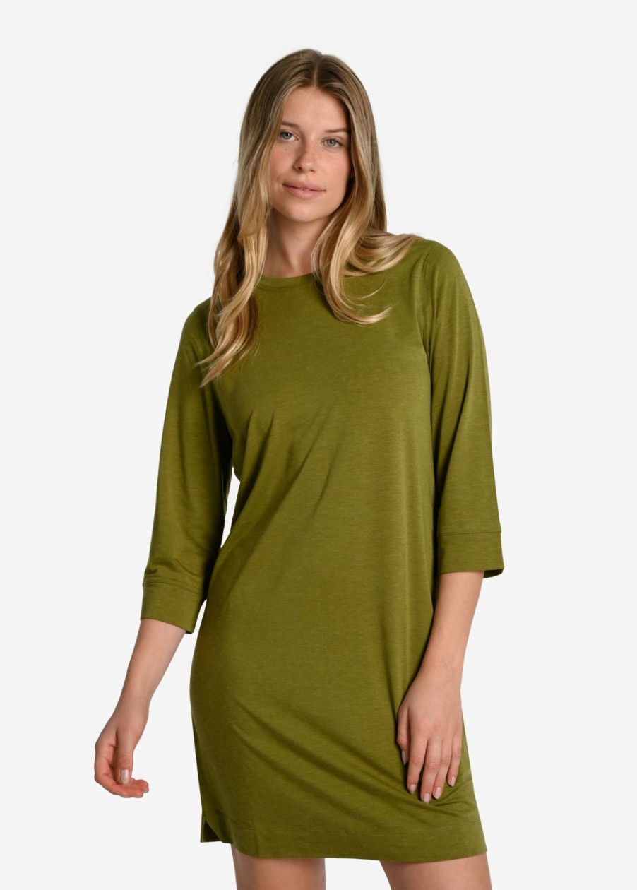 WOMEN Lole Dresses & Jumpsuits | Performance Wool 3/4 Sleeve Dress - Tarragon