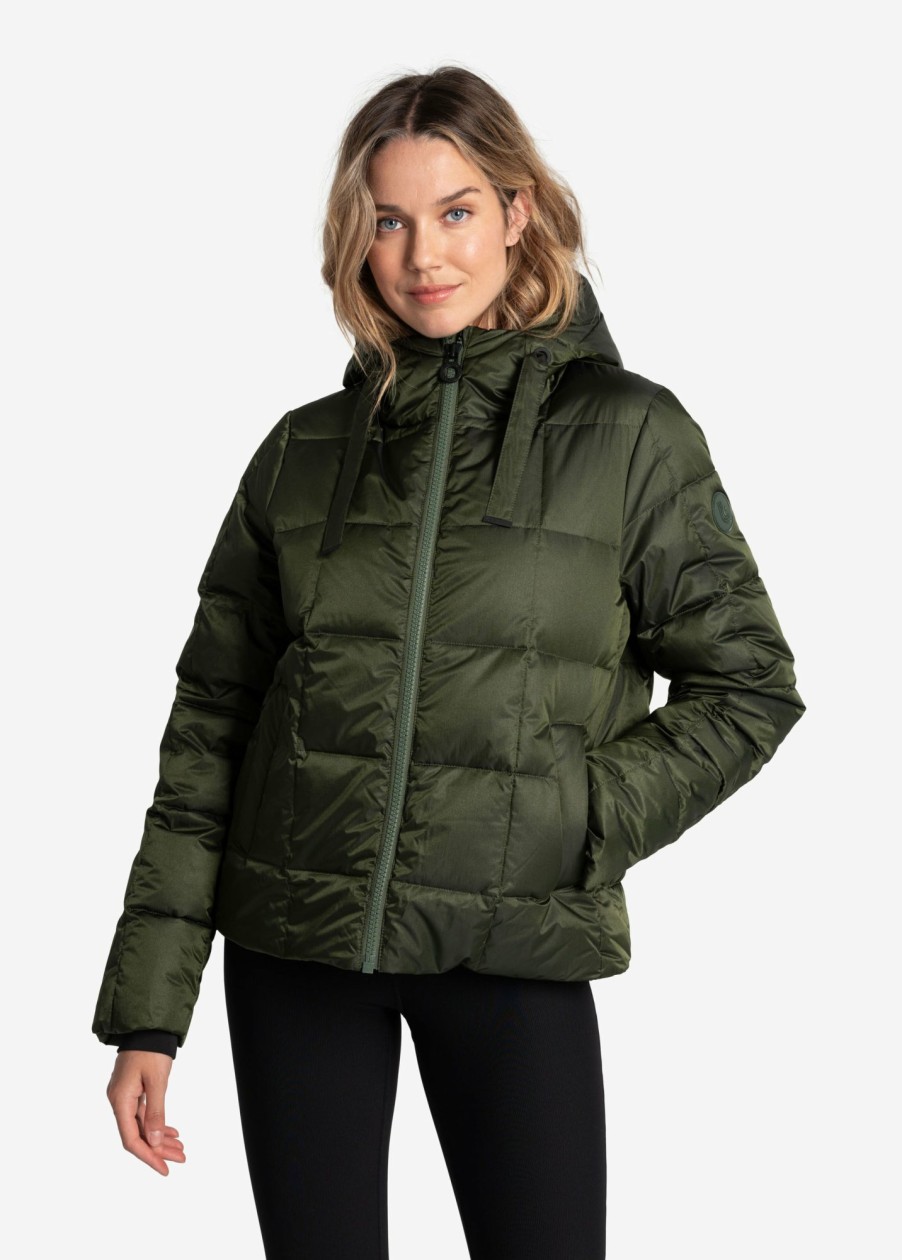 WOMEN Lole Winter Jackets | Puffy Shimmer Tech Winter Down Jacket - Kombu