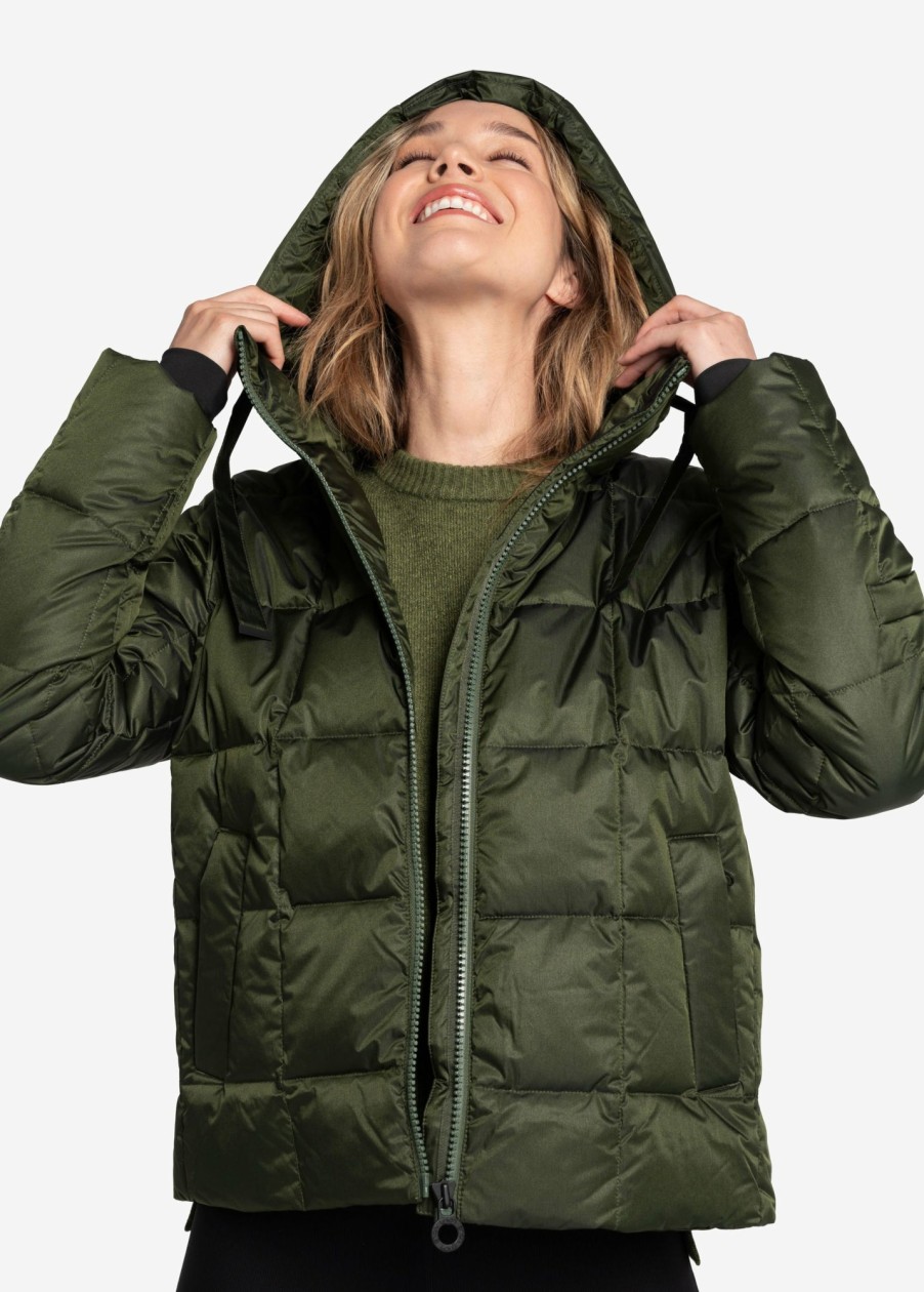 WOMEN Lole Winter Jackets | Puffy Shimmer Tech Winter Down Jacket - Kombu