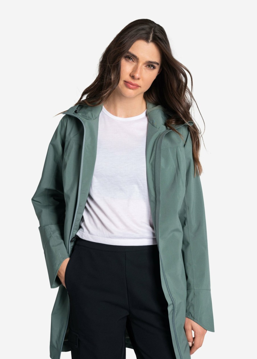 WOMEN Lole Mid-season Jackets | Element Long Rain Jacket - Marlin Blue