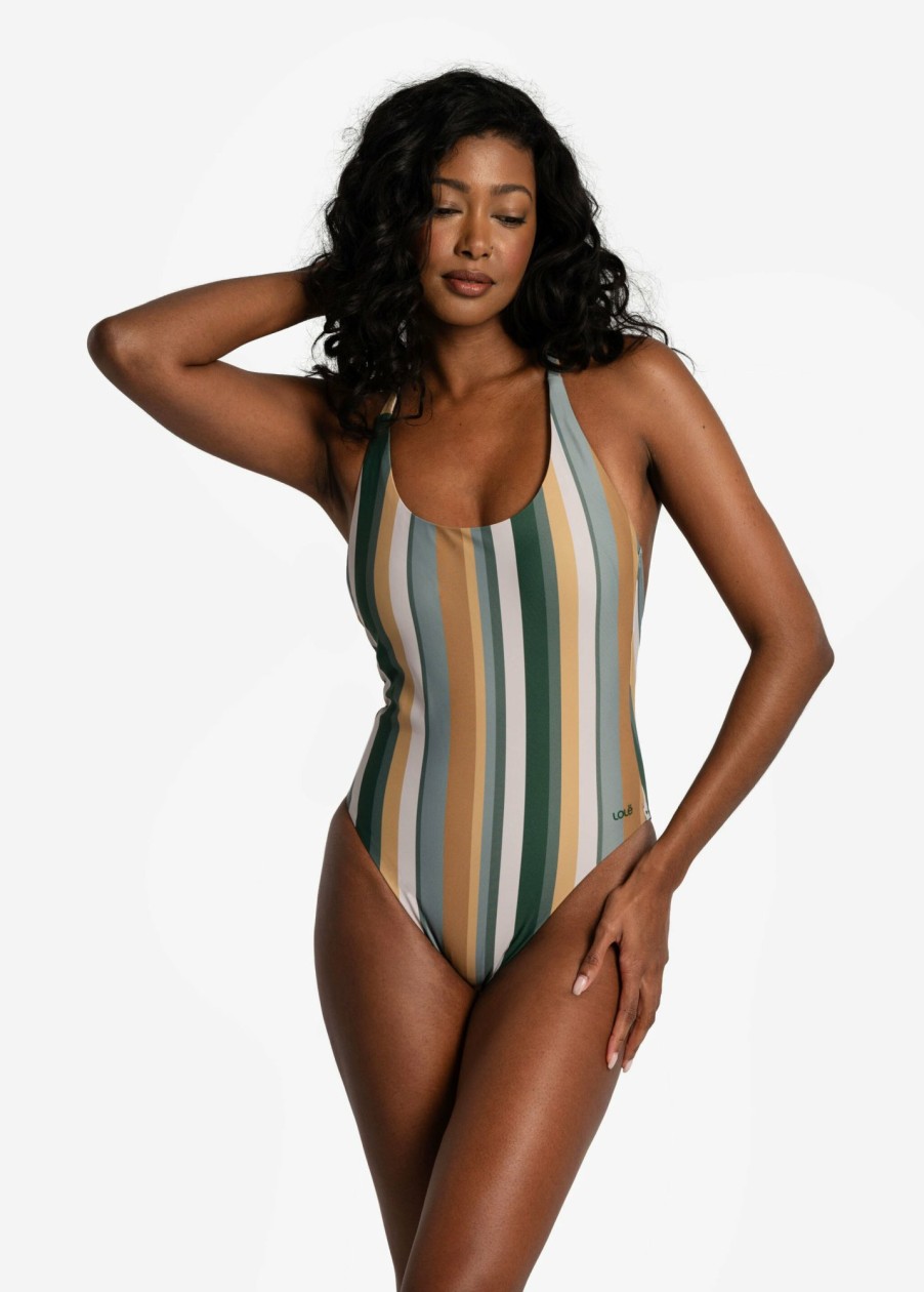 WOMEN Lole Swimwear | Soleil One Piece Swimsuit - Rio Stripe Marlin Blue