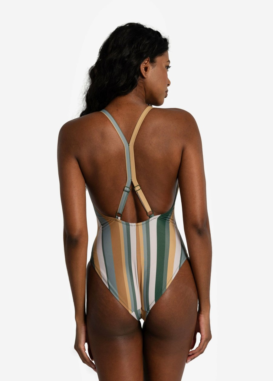 WOMEN Lole Swimwear | Soleil One Piece Swimsuit - Rio Stripe Marlin Blue