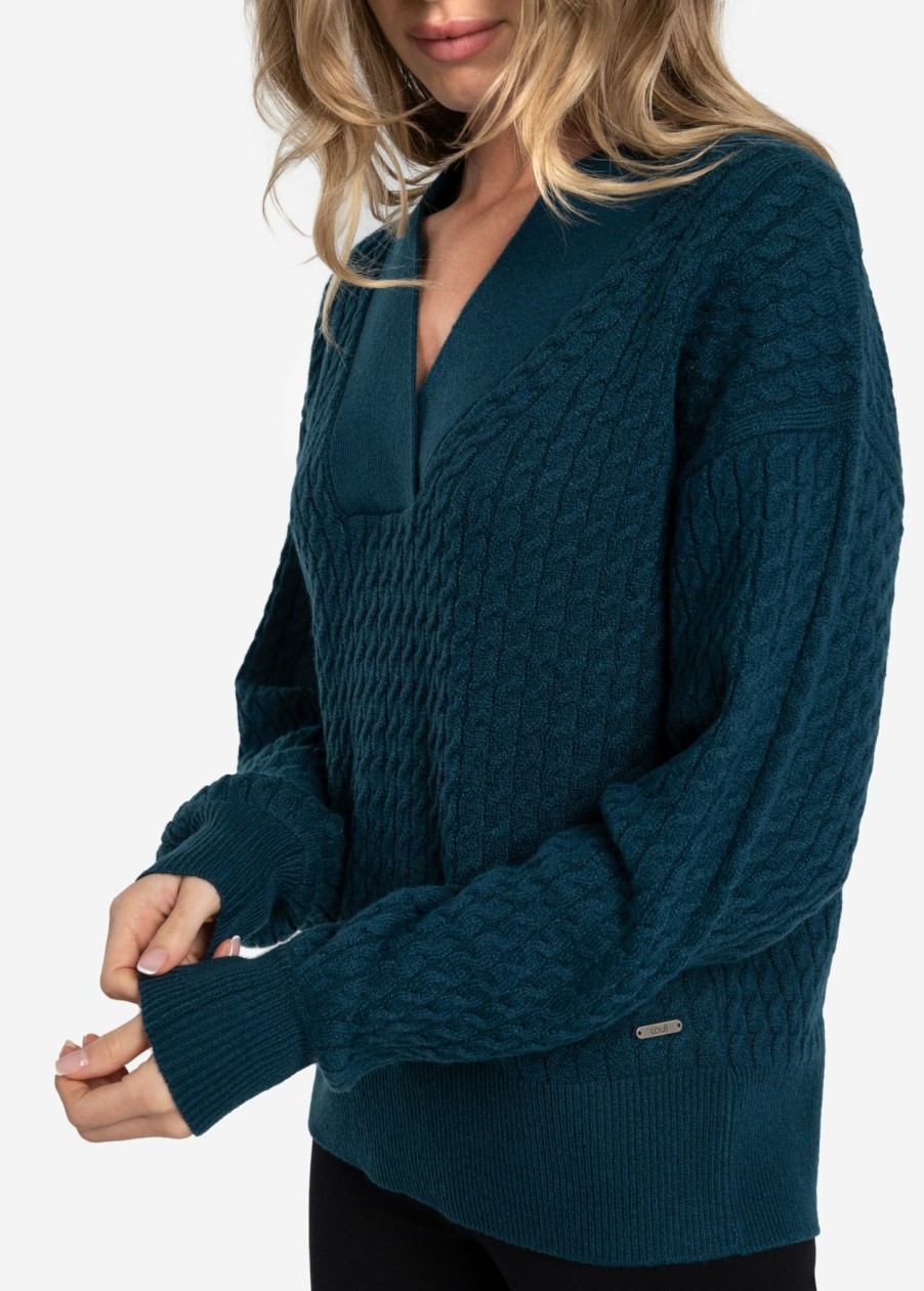 WOMEN Lole Hoodies & Sweaters | Camille V- Neck Sweater - Fjord Blue Heather