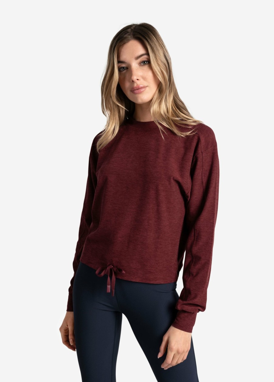 WOMEN Lole Loungewear | Om Tech Crew Neck Long Sleeve - Port Heather