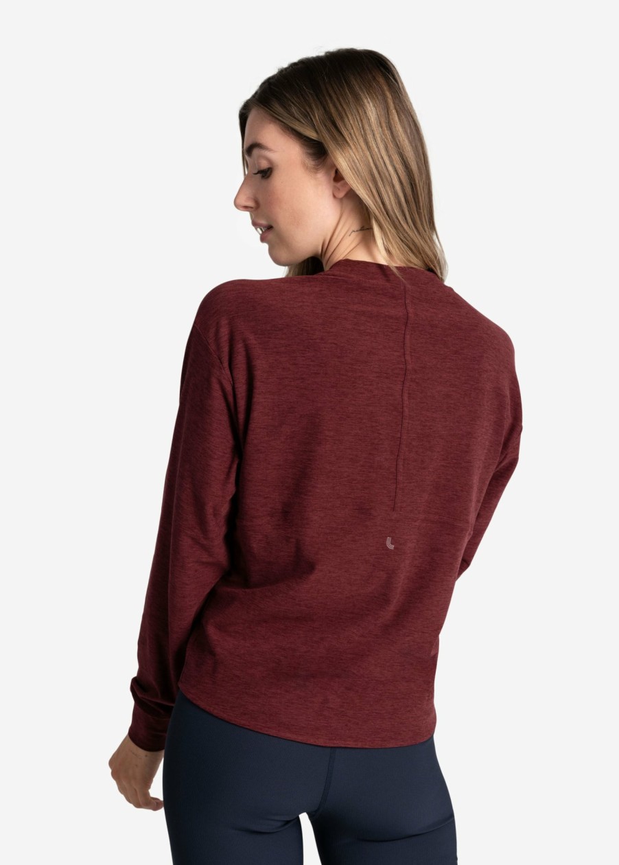 WOMEN Lole Loungewear | Om Tech Crew Neck Long Sleeve - Port Heather