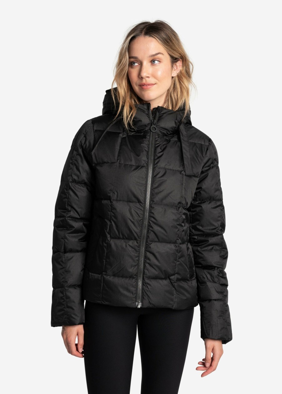 WOMEN Lole Winter Jackets | Puffy Shimmer Tech Winter Down Jacket - Black