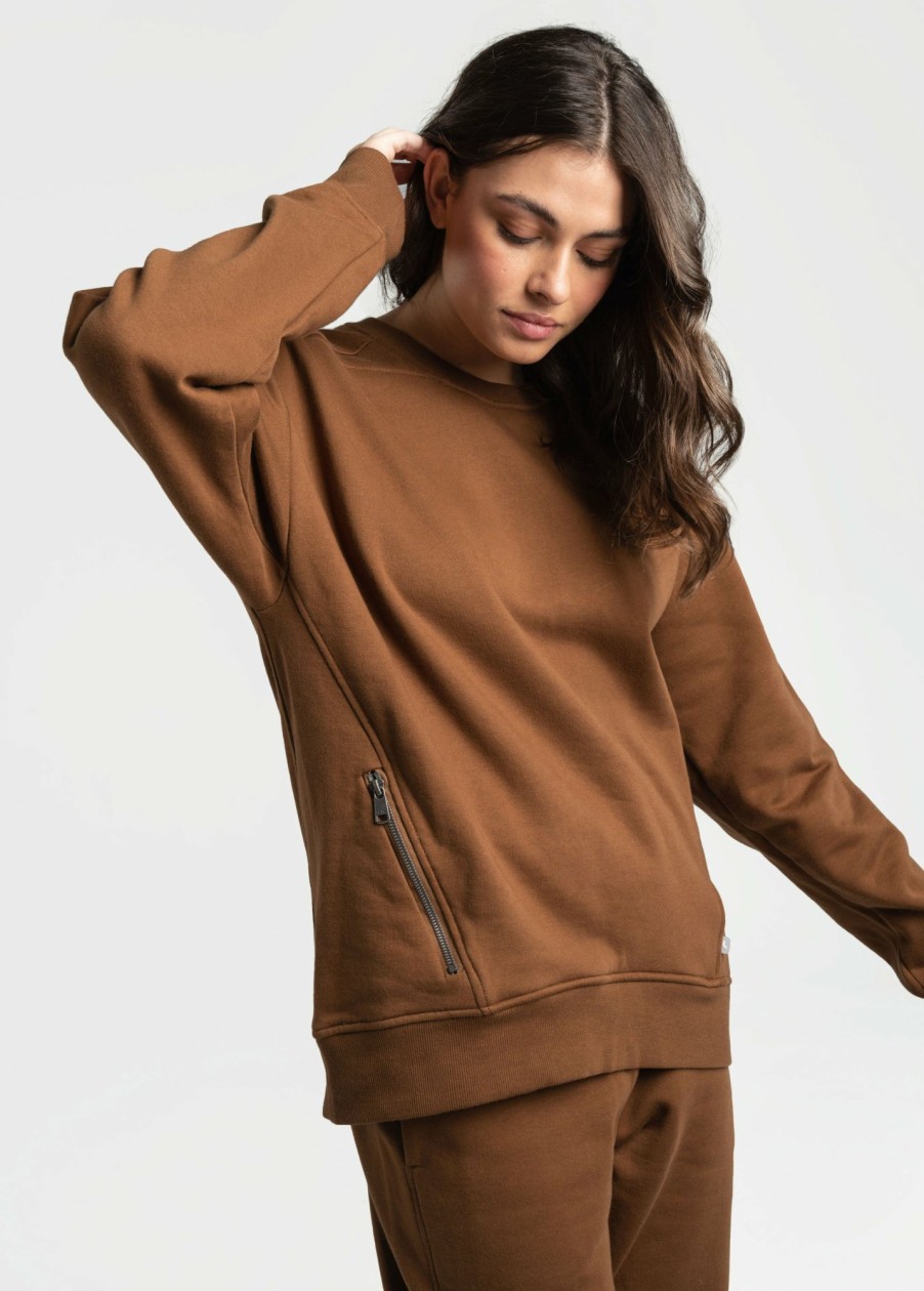 WOMEN Lole Hoodies & Sweaters | Essential Organic Pullover - Black Walnut