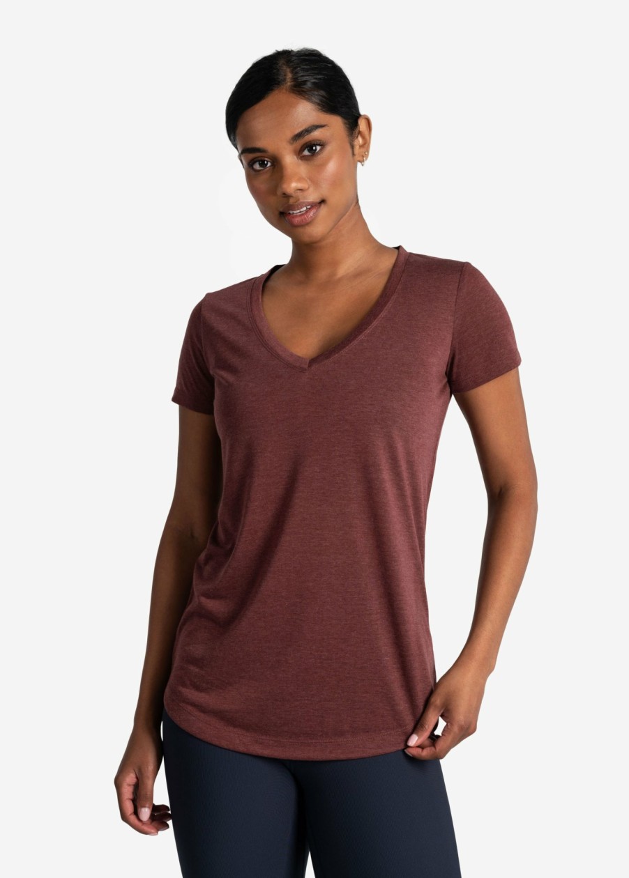 WOMEN Lole Tees & Tanks | Everyday V- Neck Short Sleeve - Port