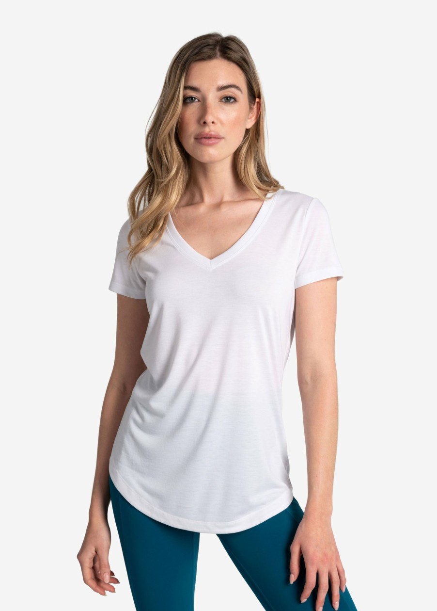 WOMEN Lole Tees & Tanks | Everyday V- Neck Short Sleeve - White