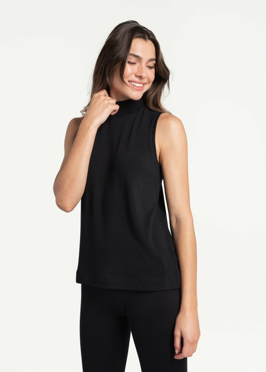 WOMEN Lole Tees & Tanks | Downtown Sleeveless Mock Neck Top - Black