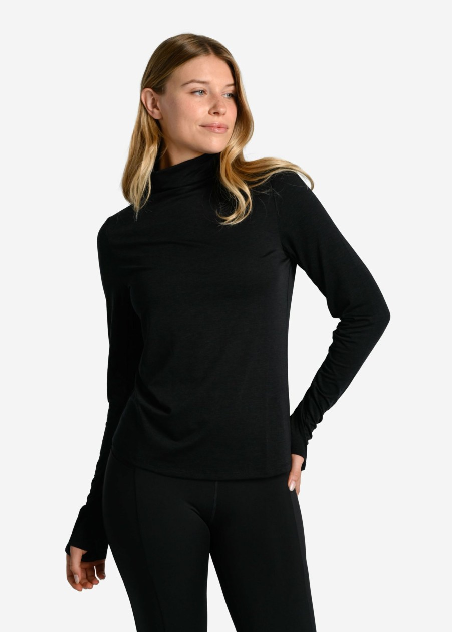 WOMEN Lole Tees & Tanks | Performance Wool Moisture- Wicking Turtleneck - Black