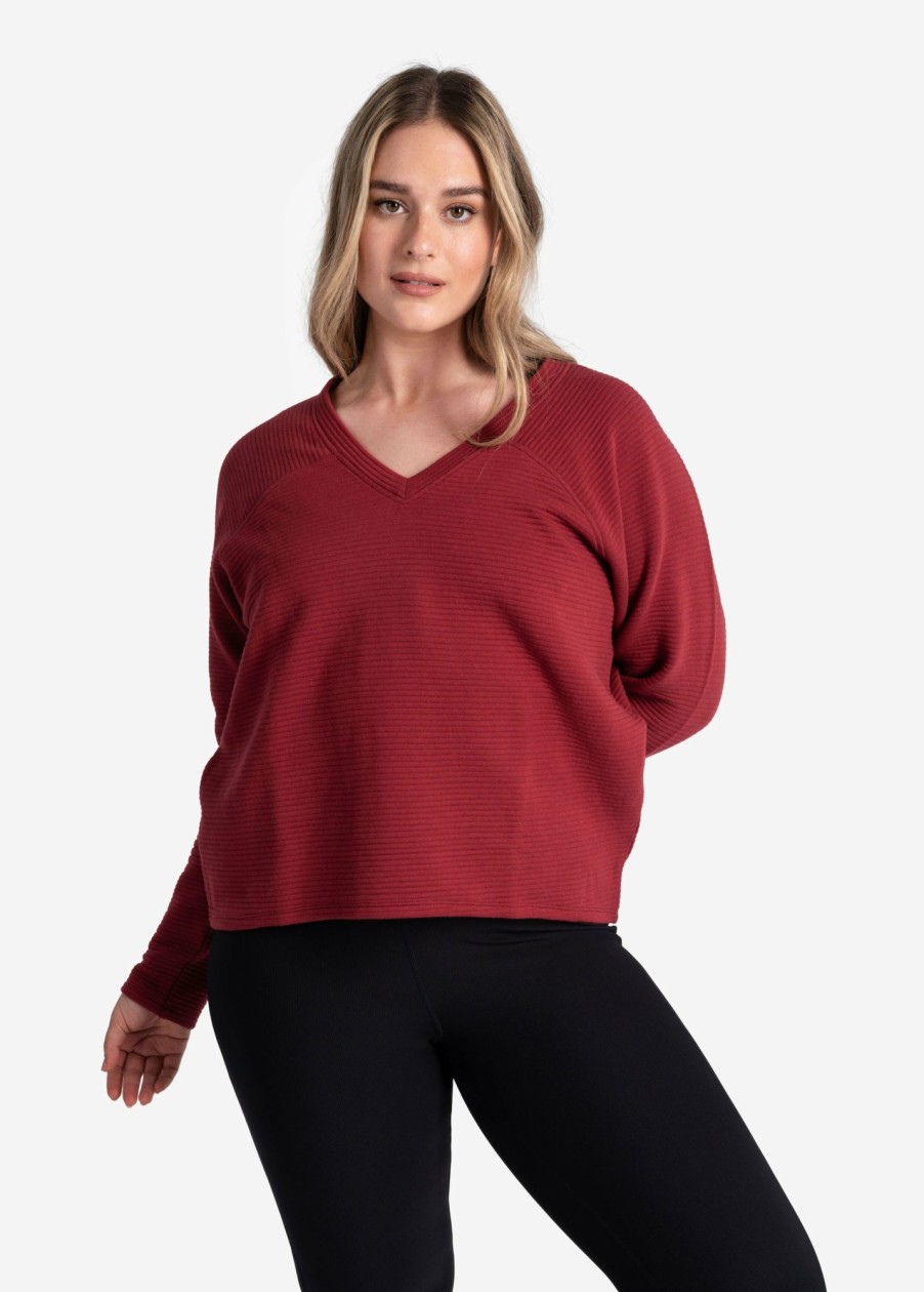 WOMEN Lole Hoodies & Sweaters | Ottoman V- Neck Pullover - Merlot