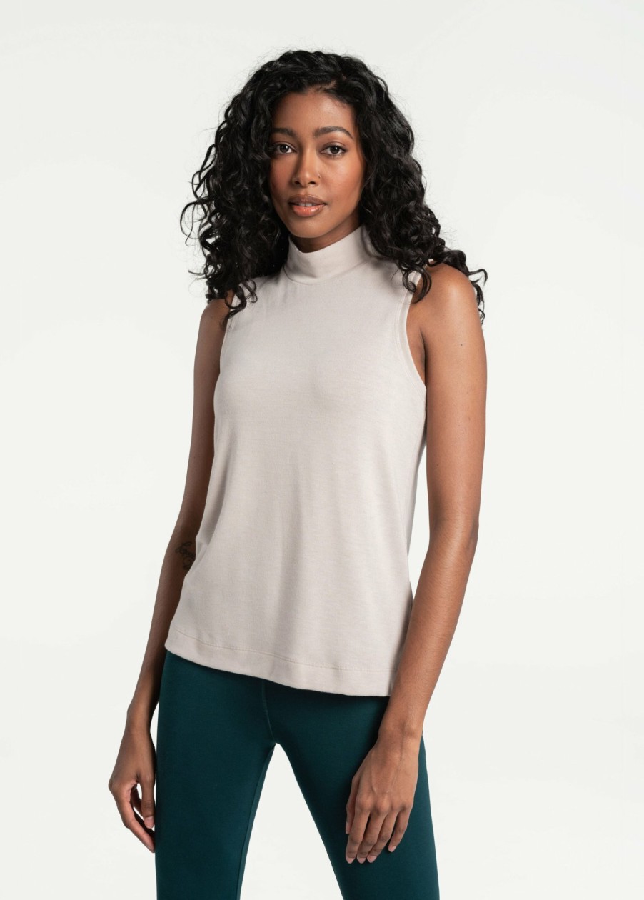 WOMEN Lole Tees & Tanks | Downtown Sleeveless Mock Neck Top - Abalone Heather