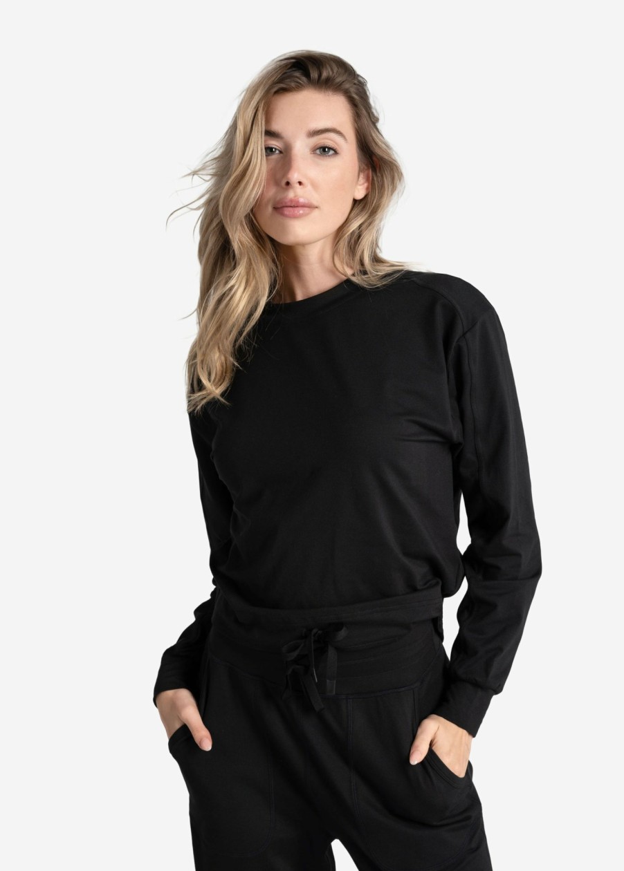 WOMEN Lole Loungewear | Om Tech Crew Neck Long Sleeve - Black