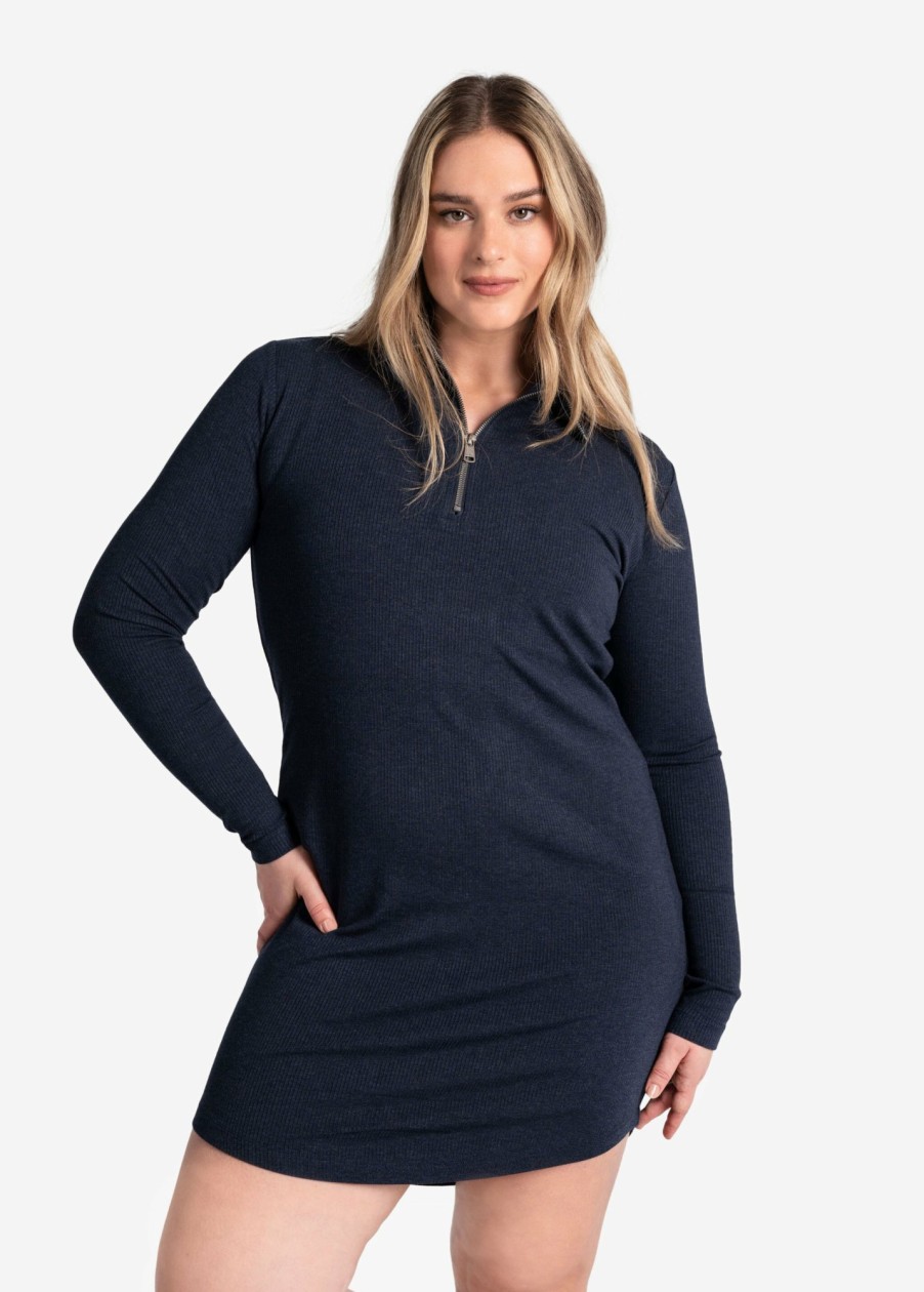 WOMEN Lole Dresses & Jumpsuits | Traverse 1/2 Zip Dress - Outerspace Heather