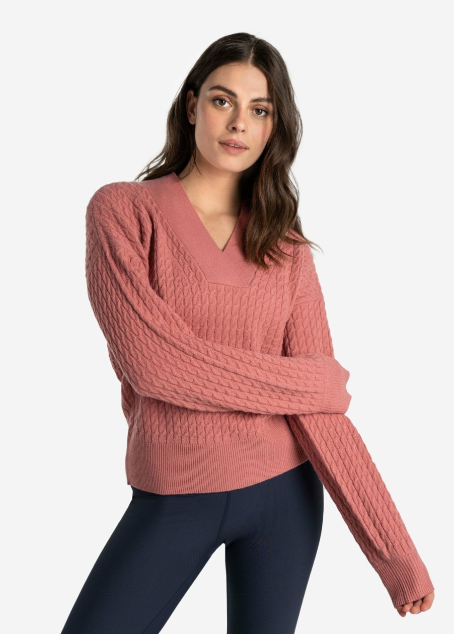 WOMEN Lole Hoodies & Sweaters | Camille V- Neck Sweater - Peony Heather