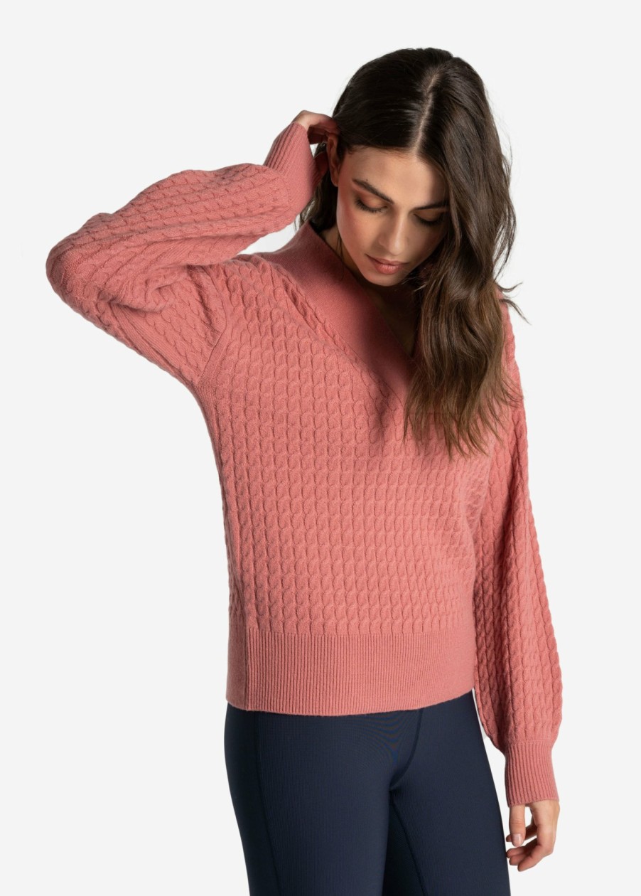 WOMEN Lole Hoodies & Sweaters | Camille V- Neck Sweater - Peony Heather