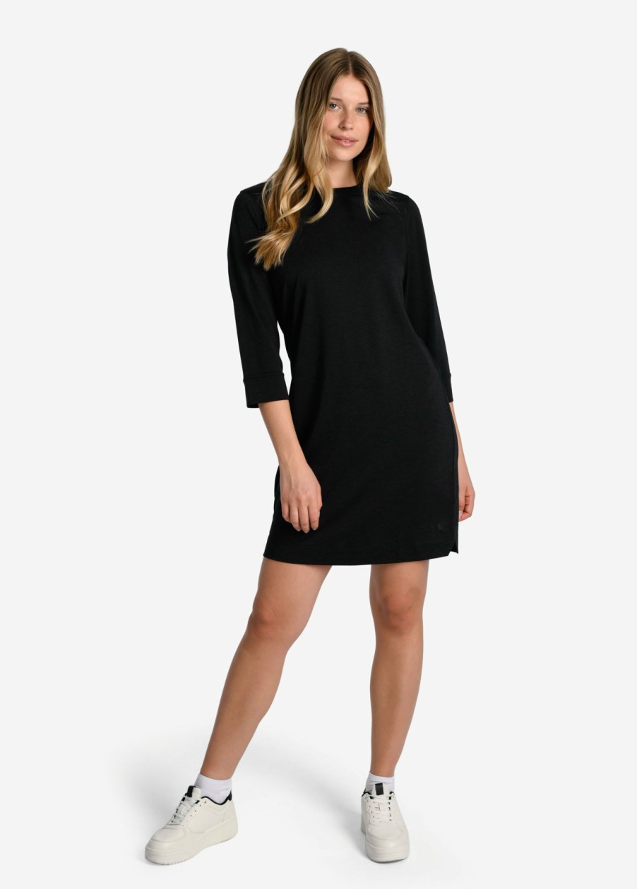 WOMEN Lole Dresses & Jumpsuits | Performance Wool 3/4 Sleeve Dress - Black