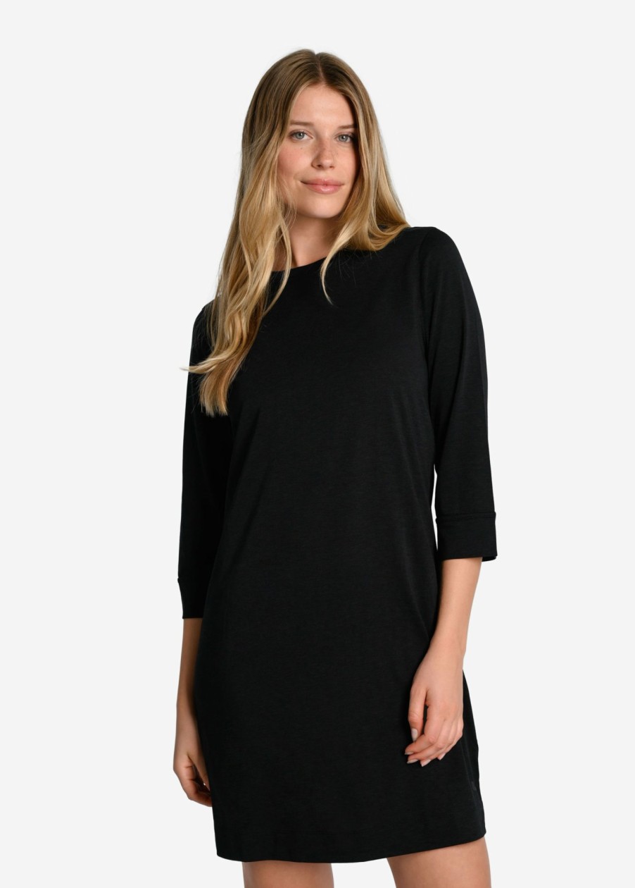 WOMEN Lole Dresses & Jumpsuits | Performance Wool 3/4 Sleeve Dress - Black