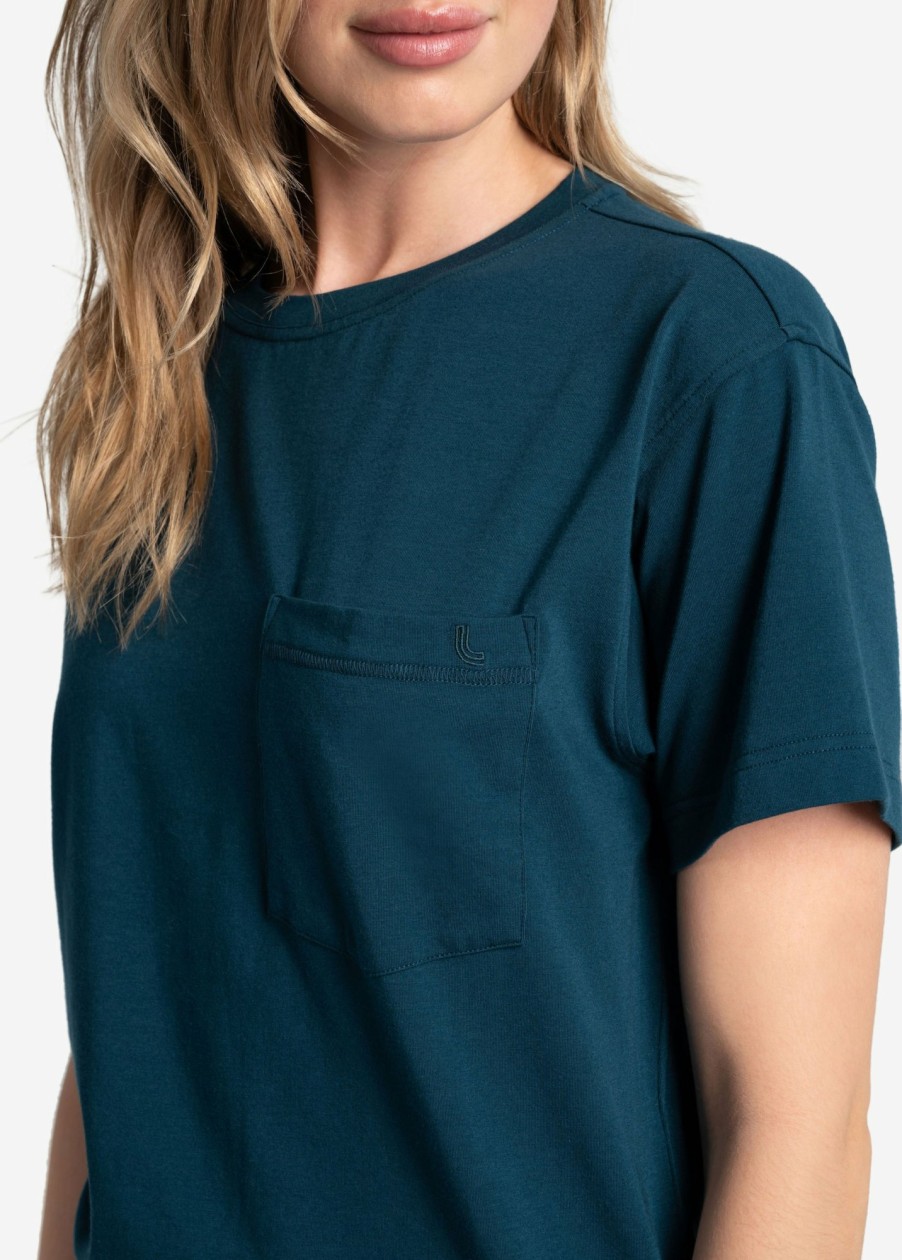 WOMEN Lole Tees & Tanks | Effortless Cotton Tee - Fjord Blue