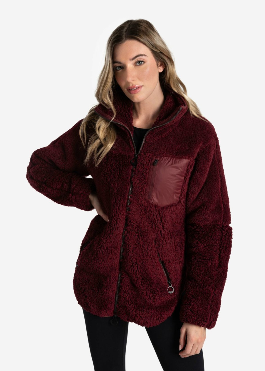 WOMEN Lole Loungewear | Yana Full Zip Fleece Cardigan - Port