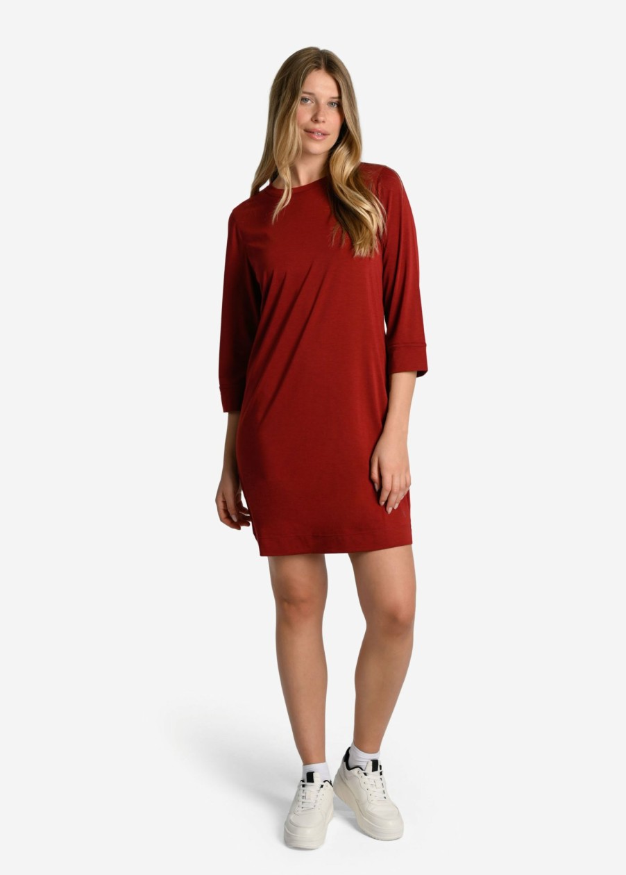 WOMEN Lole Dresses & Jumpsuits | Performance Wool 3/4 Sleeve Dress - Merlot