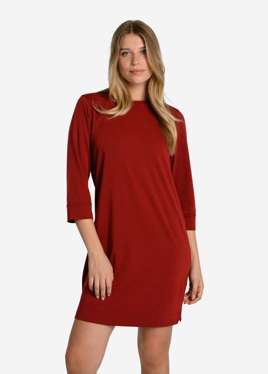 WOMEN Lole Dresses & Jumpsuits | Performance Wool 3/4 Sleeve Dress - Merlot