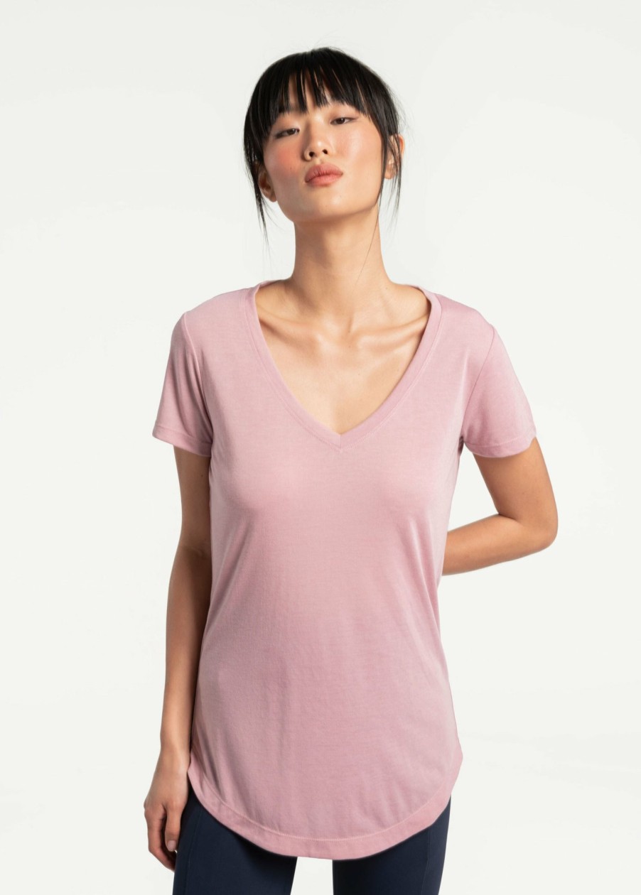 WOMEN Lole Tees & Tanks | Everyday V- Neck Short Sleeve - Foxglove