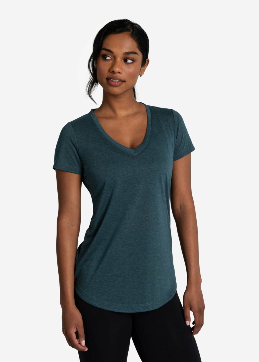 WOMEN Lole Tees & Tanks | Everyday V- Neck Short Sleeve - Fjord Blue