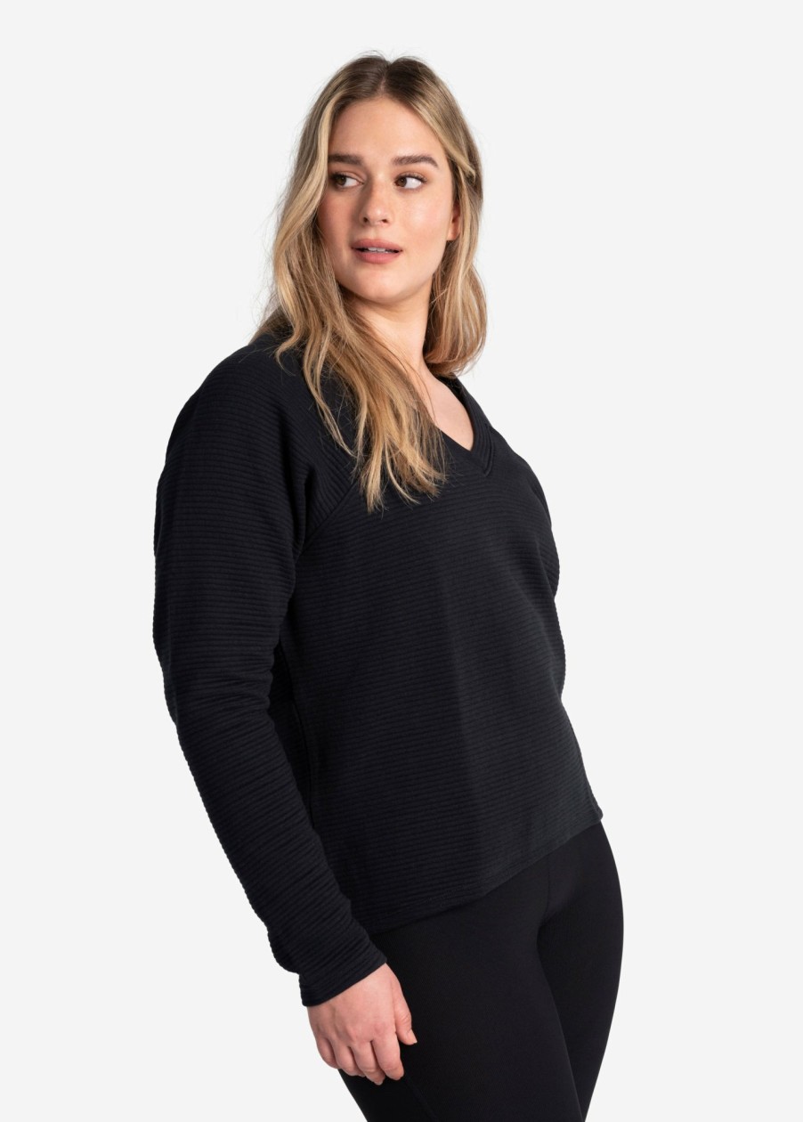 WOMEN Lole Hoodies & Sweaters | Ottoman V- Neck Pullover - Black