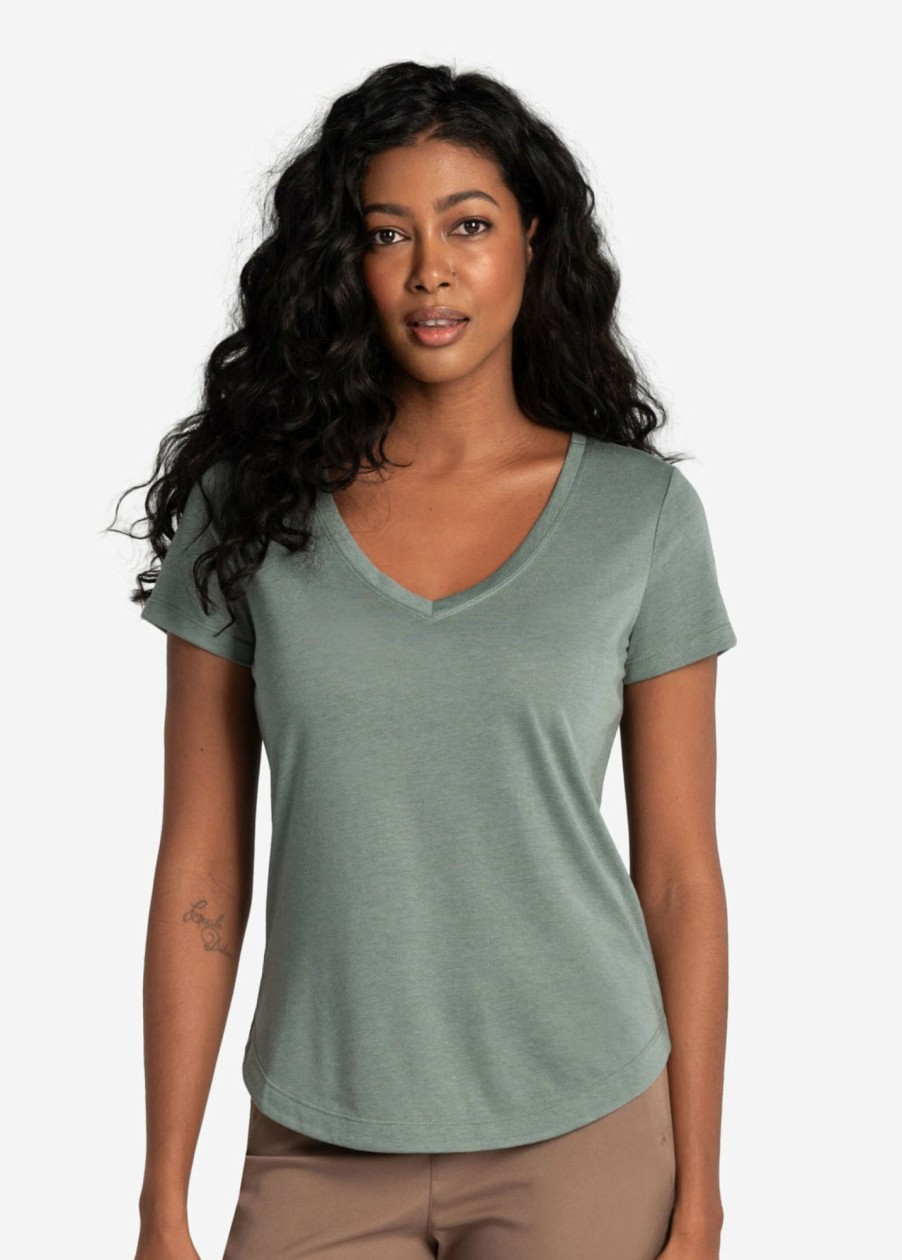 WOMEN Lole Tees & Tanks | Everyday V- Neck Short Sleeve - Marlin Blue